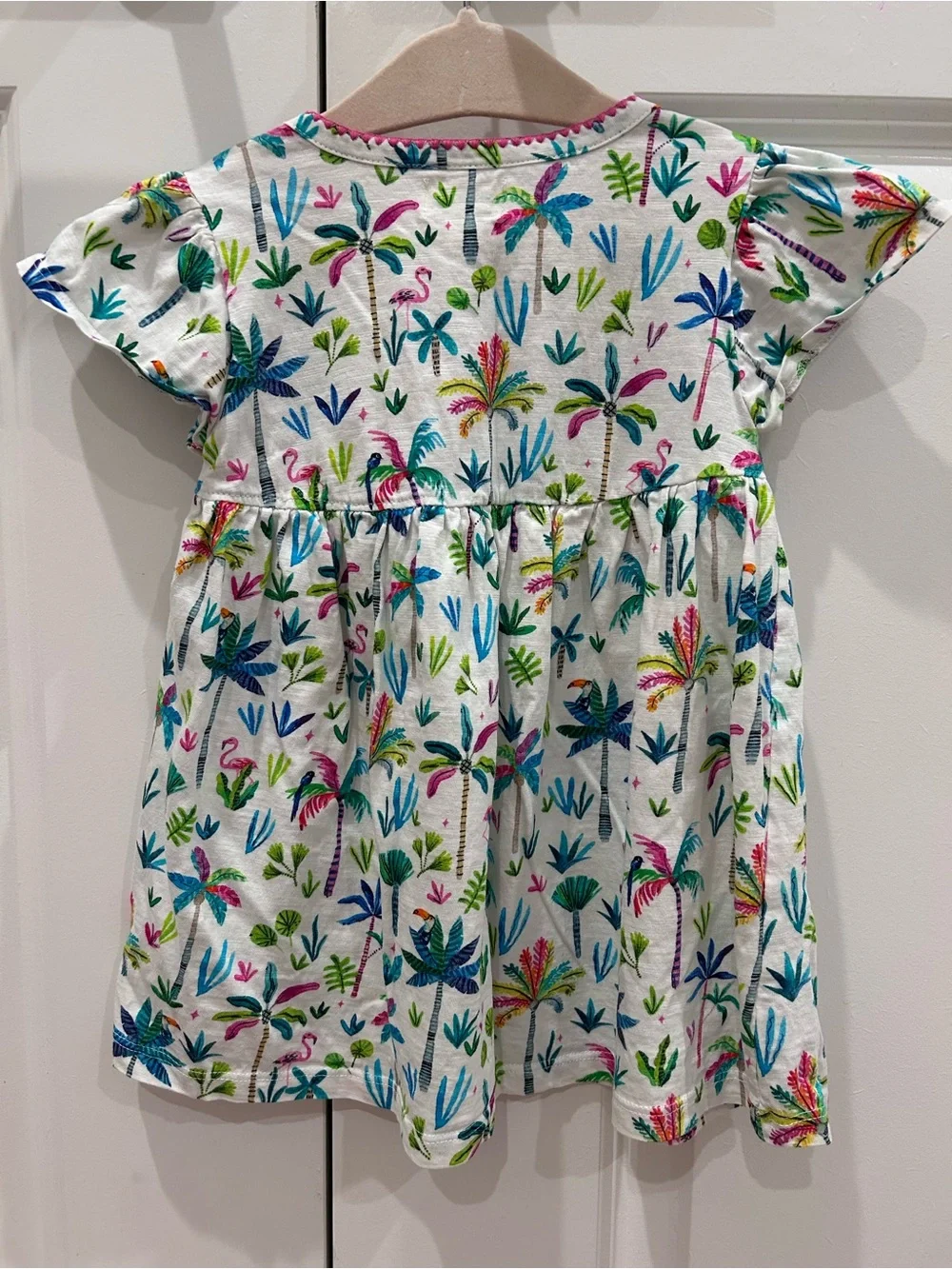 Hatley White Short Sleeve Tropical Print Dress